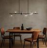 ZECCA 6 LIGHT LINEAR PENDANT BLACK AND SMOKE GLASS